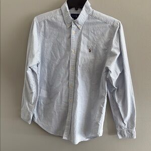 Ralph Lauren Kid’s White and Blue Striped Shirt